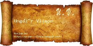 Ungár Vilmos névjegykártya